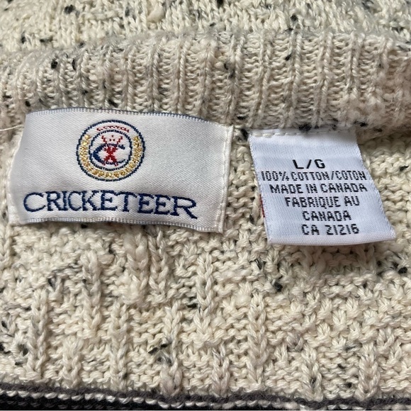 Vintage 100% Cotton Neutral Tone Aztec Tribal Print V-neck Knit Sweater - Picture 7 of 7